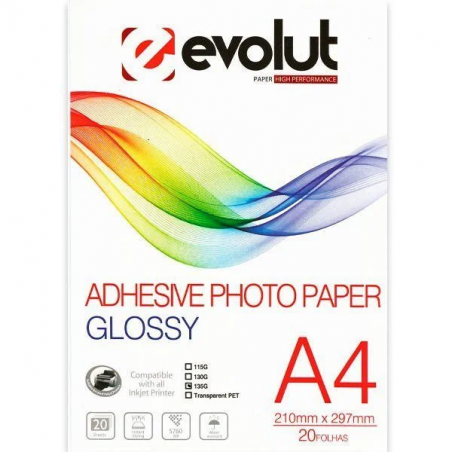 Papel Adesivo Glossy Brilho A4 135g pct 20 folhas
